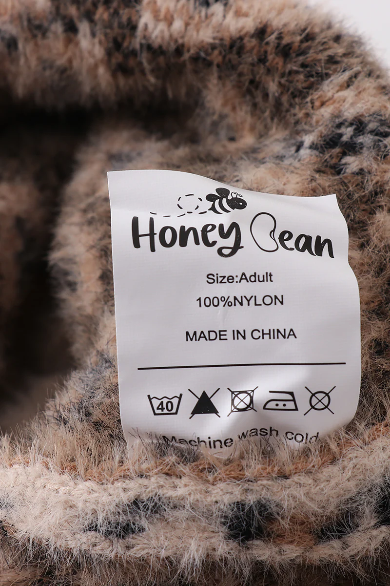 Beige leopard beanie hat toddler adult - Image 7