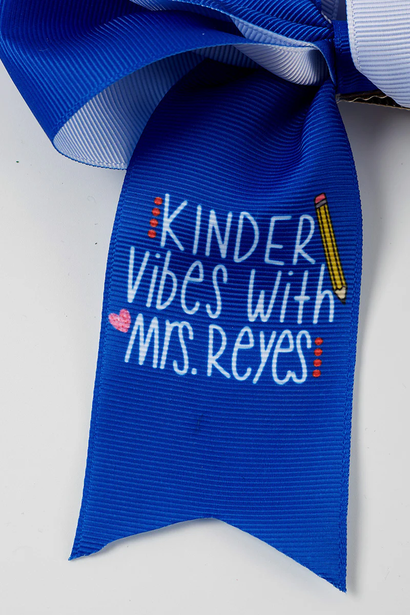 Blue floral hair bow - Image 3