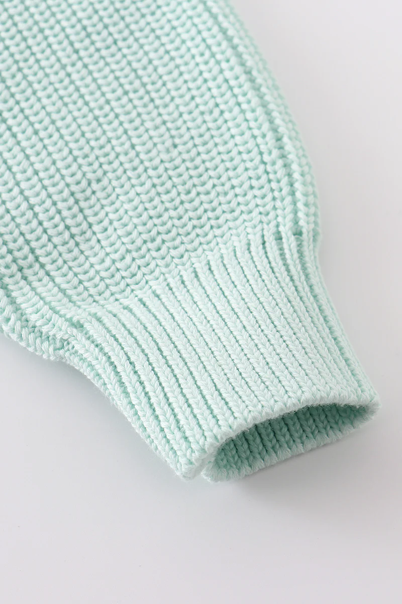 Blue hand-embroidery bunny pullover sweater - Image 5