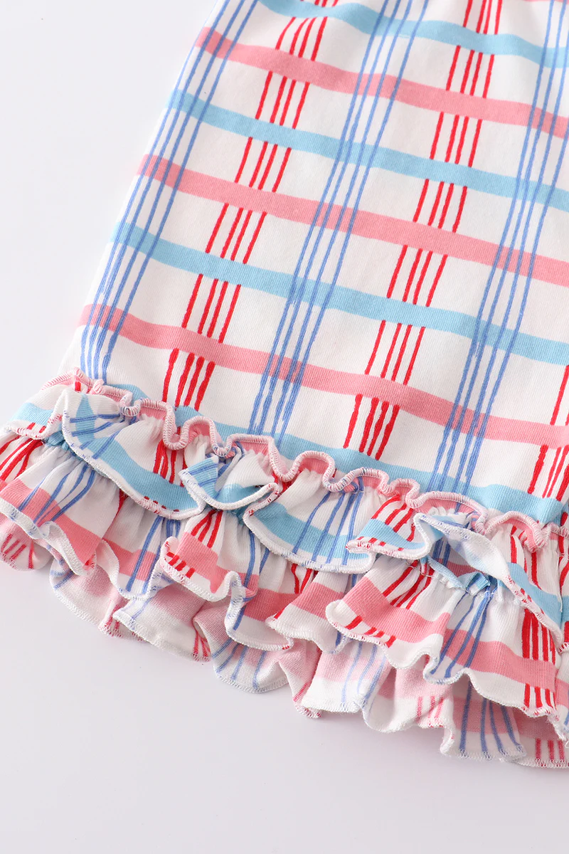 Platinum Blue & white floral print ruffle girl set - Image 3