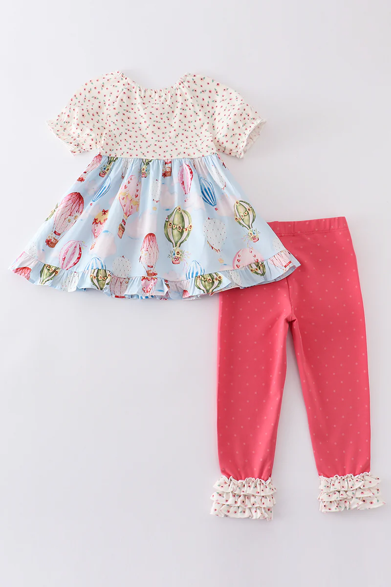 Platinum balloon print floral ruffle girl set - Image 8