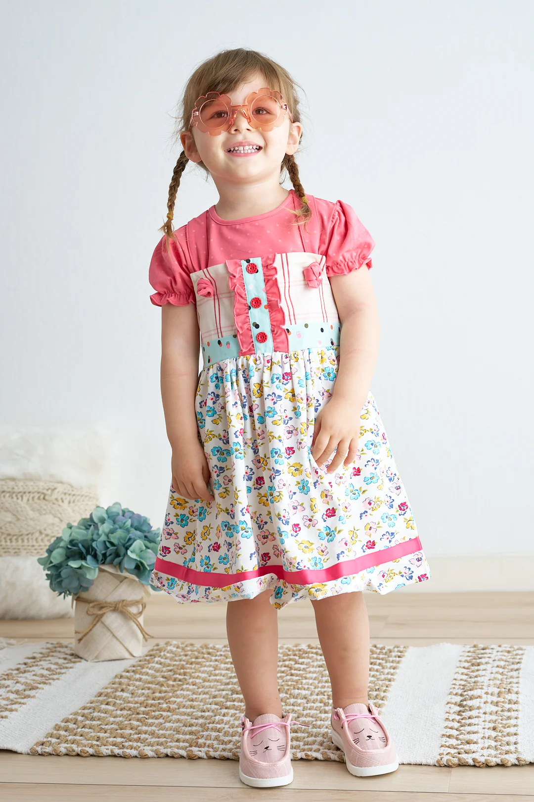 Platinum floral print strap girl dress - Image 3