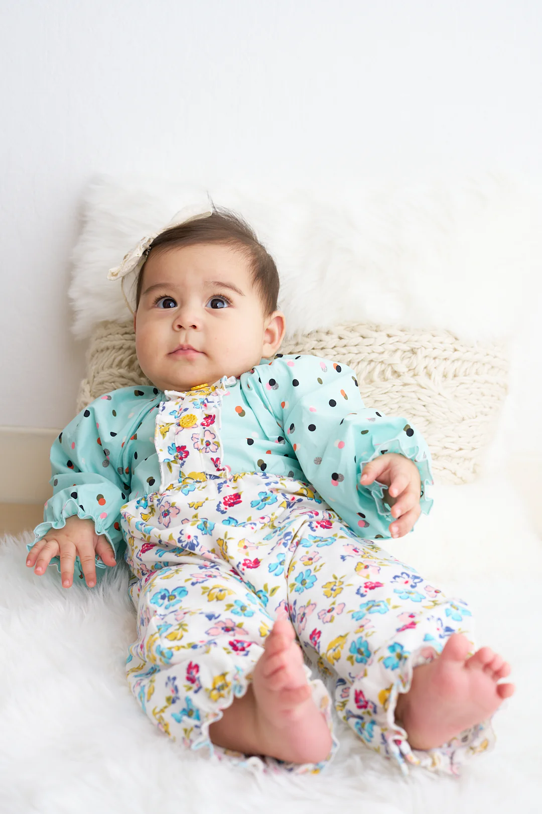 Platinum mint floral print baby girl romper - Image 3