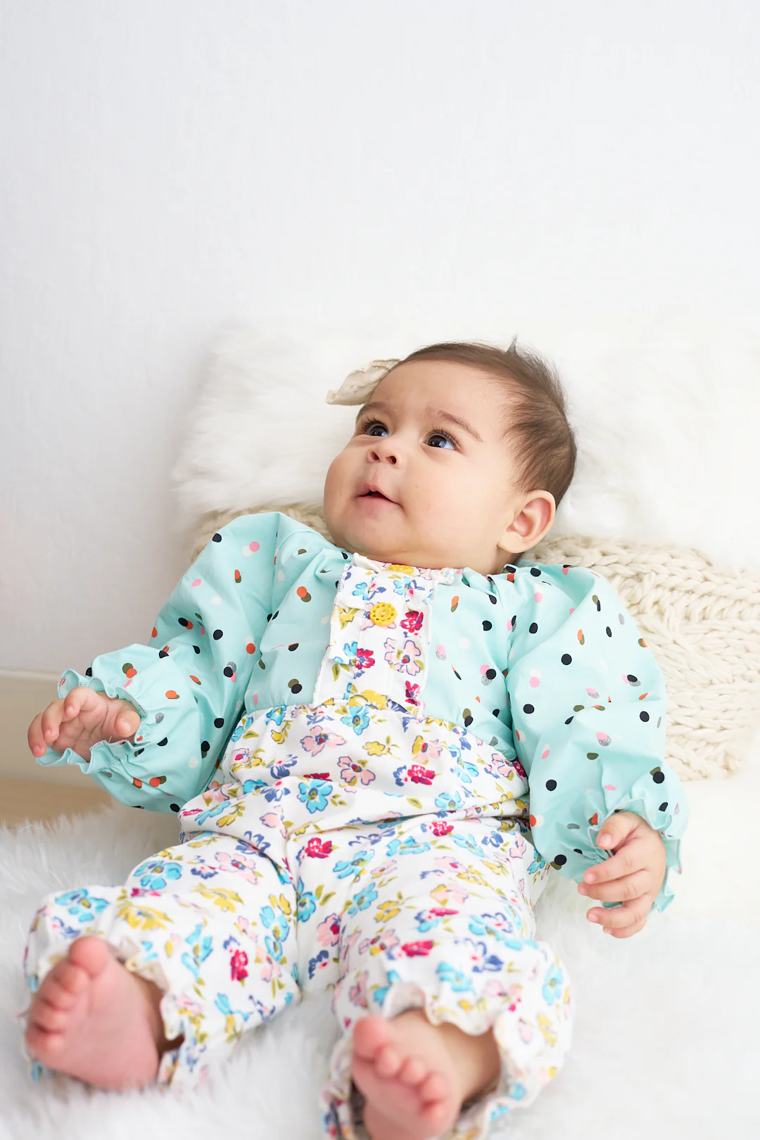 Platinum mint floral print baby girl romper - Image 4