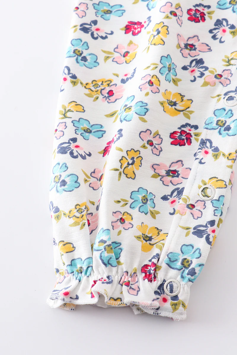 Platinum mint floral print baby girl romper - Image 6