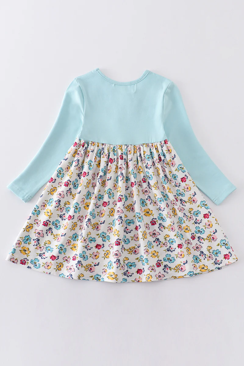 Platinum mint floral print girl dress - Image 10