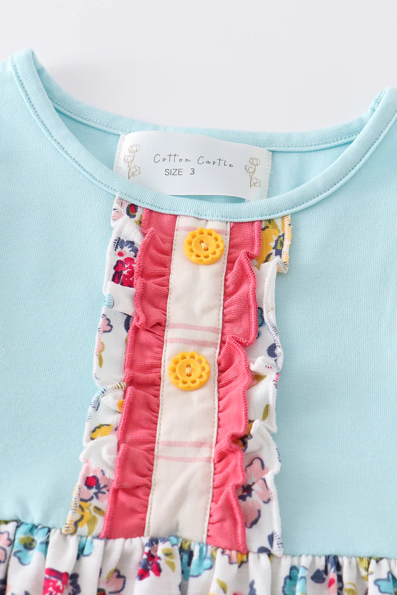 Platinum mint floral print girl dress - Image 7