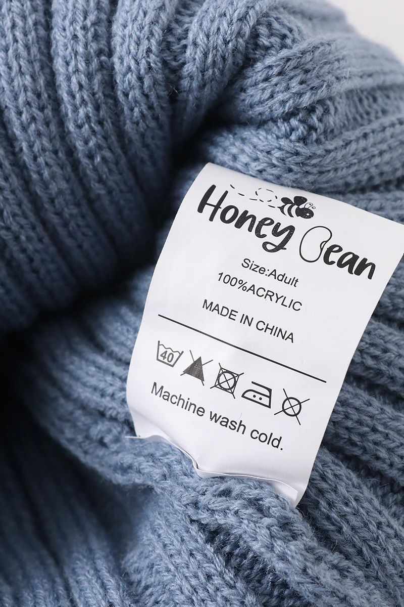 Slate knit pom pom beanie hat baby toddler adult - Image 6